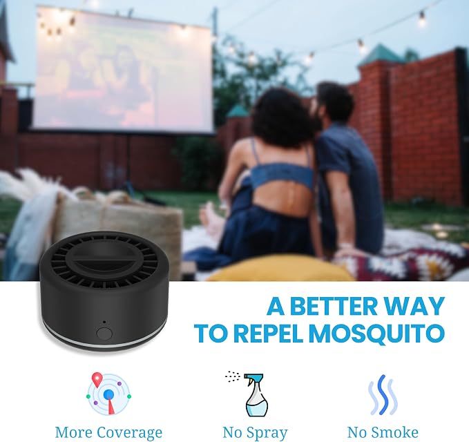 Virine Mosquito Repeller with Adapter, Portable Mosquito Repellent Device with 2 Refills, Fan-Powered Diffusion, USB-C Rechargeable for Patio, Camping, Backyard and Outdoor Use