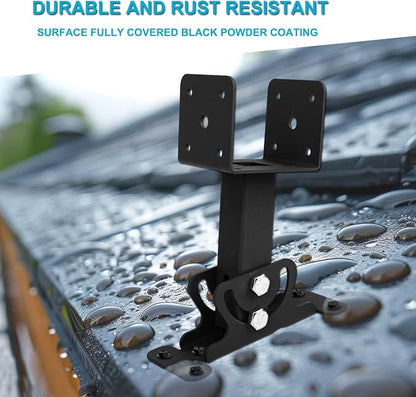 3Pcs Roof Riser Brackets Kit Pergola Roof Riser Beam Bracket, Heavy Duty Roof Mount Brackets 3-1/2" Saddle Black for Wood Post Gazebo Pergola