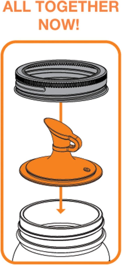 Jarware Oil Cruet Lid for Regular Mouth Mason Jars, Orange