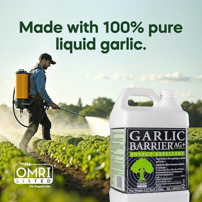 Liquid Garlic Insect Repellent Concentrate, 1 Gallon – OMRI Listed Garlic-Based Formula for Farms, Crops, Gardens & Greenhouses – Indoor & Outdoor Plant Protection