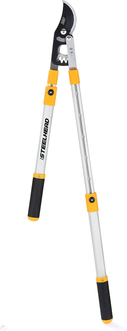 STEELHEAD Heavy-Duty 27-40" Adjustable Gear-Bypass Limb & Branch Lopper, Telescoping Extendable Handles, Ratcheting, Cuts Up to 1-3/4”, Secateurs, Shock-Absorbing, Effort-Saving, USA-Based Support | Telescoping Extendable Handles, Cuts to 1-3/4", Shock...