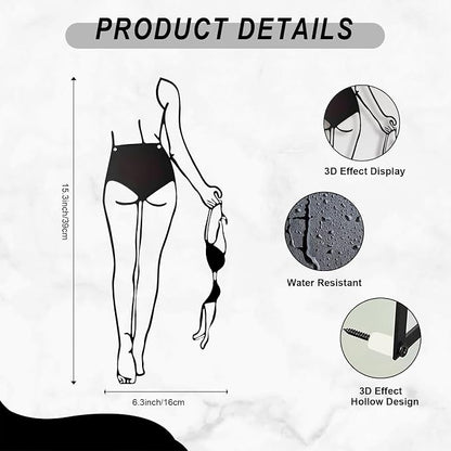 LIYAOLI 3D Metal Sexy Abstract Wall Art Decor for Bedroom Women,Modern Black Bathroom Wall Art Decor,Minimalist Female Body Line Art Wall Living Room Home Bathroom Decoration