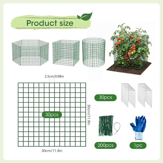 30 PCS Plant Protectors from Animals, 13"x13" Metal Plant Cages for Outdoor Plants, Reusable Plant Covers from Animals, Garden Cloche & Chicken Wire Cloche for Vegetables, Flowers, Seedlings