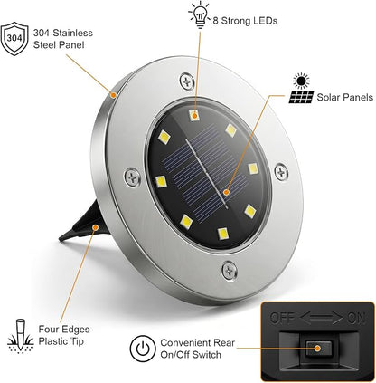 OULONGER Solar Ground Lights 16Pack, Garden Solar Outdoor Waterproof Pathway Bright In-Ground Lights Outdoor Lighting Decor for Lawn, Patio, Yard, Driveway,Walkway Warm Light