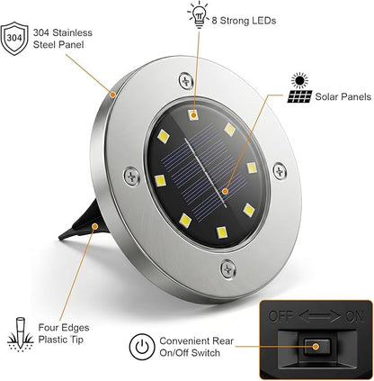 OULONGER Solar Lights Outdoor Waterproof, 12 Pack Solar Ground Lights with Large Capacity Battery, High Efficiency Solar Powered Lights for Outdoor Garden, Patio, Pathway and Yard (Warm Light)