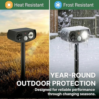 AWISH Solar Ultrasonic Animal Repeller Outdoor, Motion Sensor, 2 Pack | 40 ft Detection Range, LED Strobe, IP65 Waterproof, Deer, Rabbit, Squirrel, Raccoon, Yards, Gardens, Farms