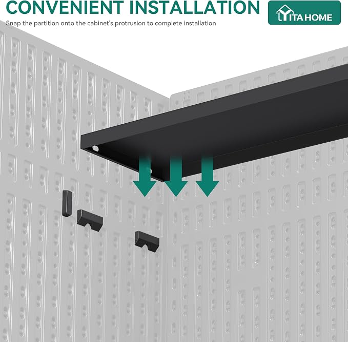 YITAHOME Metal Storage Shed Shelves for 59 cuft Vertical Outdoor Storage Shed，2PCS Space-Saving Waterproof Shelf with 8 Screws for Outdoor Storage Sheds, 51 inx13.8 in, Easy Assembly, 22 lbs, Black