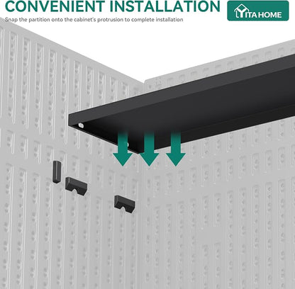 YITAHOME Metal Storage Shed Shelves for 59 cuft Vertical Outdoor Storage Shed，2PCS Space-Saving Waterproof Shelf with 8 Screws for Outdoor Storage Sheds, 51 inx13.8 in, Easy Assembly, 22 lbs, Black