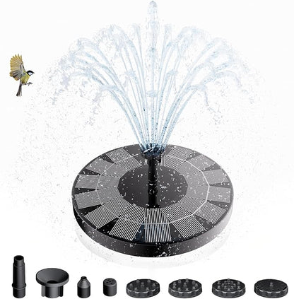 AMZtime 2.5W Solar Bird Bath Fountains, Solar Water Fountain Pump with 6 Nozzles & 4 Tube Supports, 6.7 Inch Fountain Pump for Garden, Pond, Pool, Fish Tank Aquarium Outdoor Use