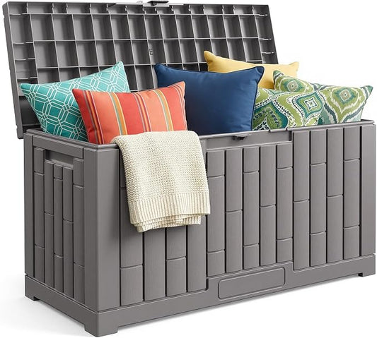 Jocoevol Deck Box 60 Gal, UV Resistant & Waterproof Outdoor Storage Box with Lock, Easy Assemble Storage Bins Container for Pool Patio Garden