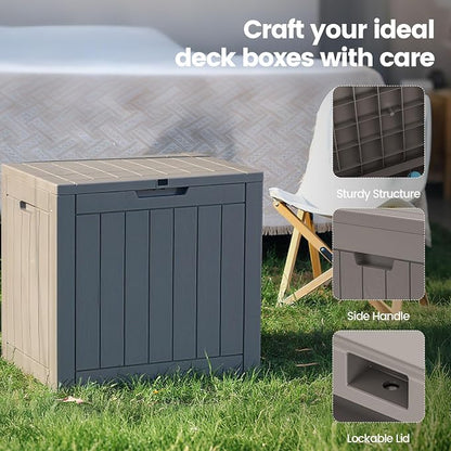 Zapdos 31 Gallon Outdoor Storage Box Deck Box for Indoor and Outdoor Use, Waterproof Resin Storage Bin for Package Delivery Patio Cushions Gardening Tools, Lockable, UV Resistant, Grey