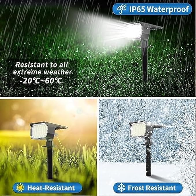 WENATY Solar Spot Lights Outdoor Waterproof IP65, 6 Pack Landscape Spotlights with 46 LEDs, 3 Modes Auto On/Off Solar Powered Flood Lights for Outside Pathway, Yard, Garden, Walkway (Cool White)