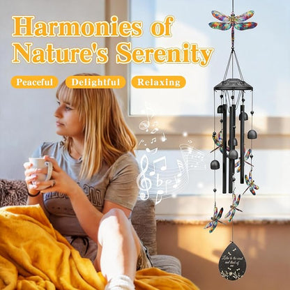 Dragonfly Wind Chimes Outdoor Durable Metal Windchimes Garden Patio Decor | Dragonfly Gifts for Women/Men, Garden/Yard Decor, Memorial/Birthday Gifts for Grandma/Mom, Chimes for Outside
