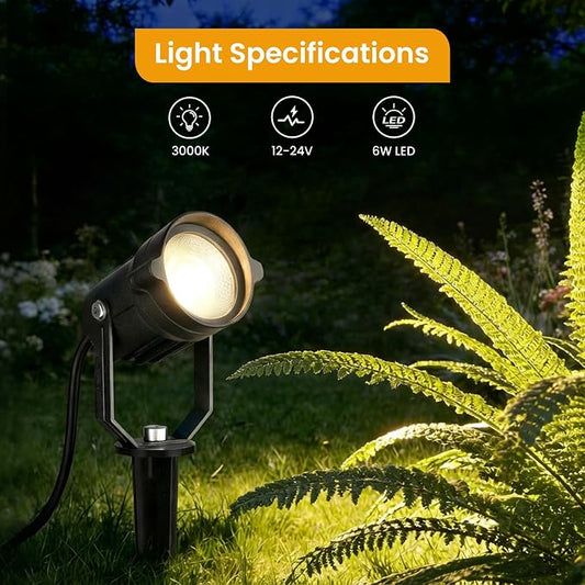 Low Voltage Landscape Lighting Kit, 6W Landscape Lights with 100W Transformer 66FT UL-Listed Wire & Connectors, 3000K Waterproof Outdoor Spotlight Lights for Yard House Tree 12V-24V 8Pack