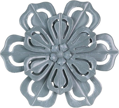 hogardeck Metal Flower Farmhouse Wall Decor, 16" Large Floral Metal Blue Wall Art for Indoor Outdoor, Boho Wall Decor for Bathroom, Living Room, Kitchen, Bedroom, Porch, Garden, Yard