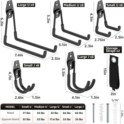 Heavy Duty Garage Hooks for Storage & Hanging Items, 30-Pack | for Hanging Bikes, Hoses, Ladders, Ropes, Garden Tools; for Garage, Warehouse, Yard, Shed