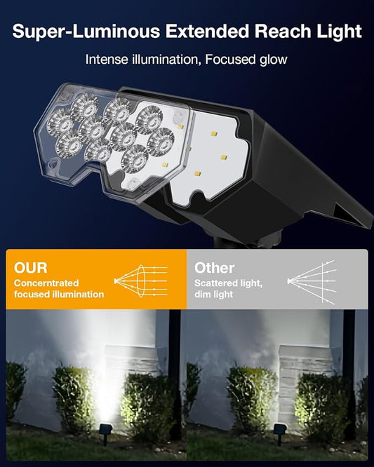 Solar Power Spotlight Outdoor Waterproof Landscape LED Accent Lighting for Yard, Tree, Plants, Walls, Path, Garden, Statues, Adjustable Brightness,Dusk to Dawn Long Lasting (Cool White, 1 Pack)