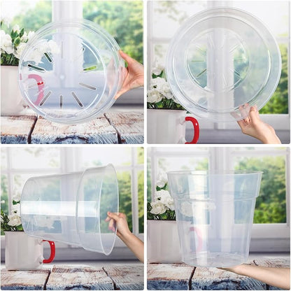 Baderke 6 Pack Clear Nursery Pot Plastic Nursery Pot Large Plant with Drainage Holes for Root Health Indoor Outdoor (11.65 Inch)