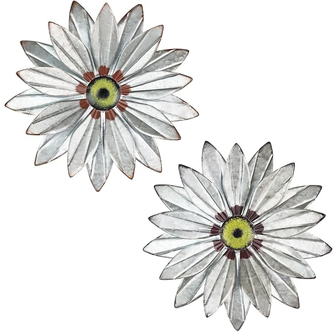 YEAHOME Metal Farmhouse Boho Wall Art, 2 Set 11" Galvanized Wall Decor for Bedroom & Outdoor