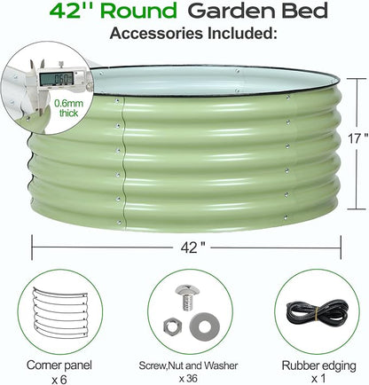 Aoodor 17" Tall 42" Metal Raised Garden Bed, Outdoor Planter Box and Raised Garden Kit for Vegetables, Flowers, Tomatoes Carrots and Herbs, Olive Green