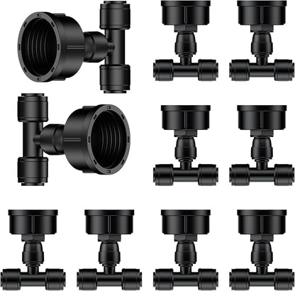 Pawfly 10 Pcs 3/4" to 1/4" Drip Irrigation Faucet Adapters, Quick Connect 3/4" FHT Faucet to 1/4" Tubing Connectors, Push-to-Fit Garden Hose Adapters, Anti-Leak Drip Irrigation Hose Connectors