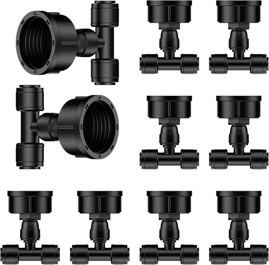 Pawfly 10 Pcs 3/4" to 1/4" Drip Irrigation Faucet Adapters, Quick Connect 3/4" FHT Faucet to 1/4" Tubing Connectors, Push-to-Fit Garden Hose Adapters, Anti-Leak Drip Irrigation Hose Connectors