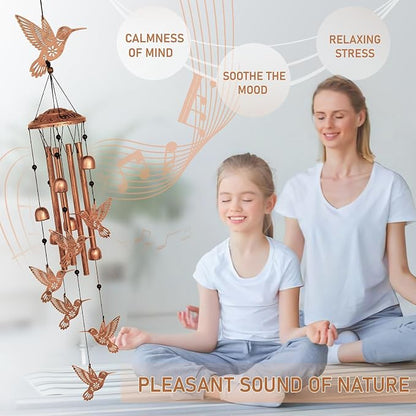 GDNSFIT Hummingbird Wind Chimes for Outside,Metal Windchimes,Hummingbird Gifts for Women/Men,Wind Chime Garden Decor Outdoor,Memorial/Housewarming/Birthday/Festival Gifts,Front Yard Decor