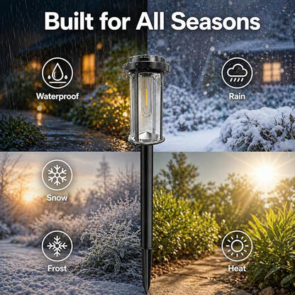 DERAYSION Solar Lights Outdoor Pathway, 8 Pack Large LED Solar Garden Lights, 21" Tall IP65 Waterproof Dusk to Dawn Outdoor Solar Lights for Yard, Path, Driveway