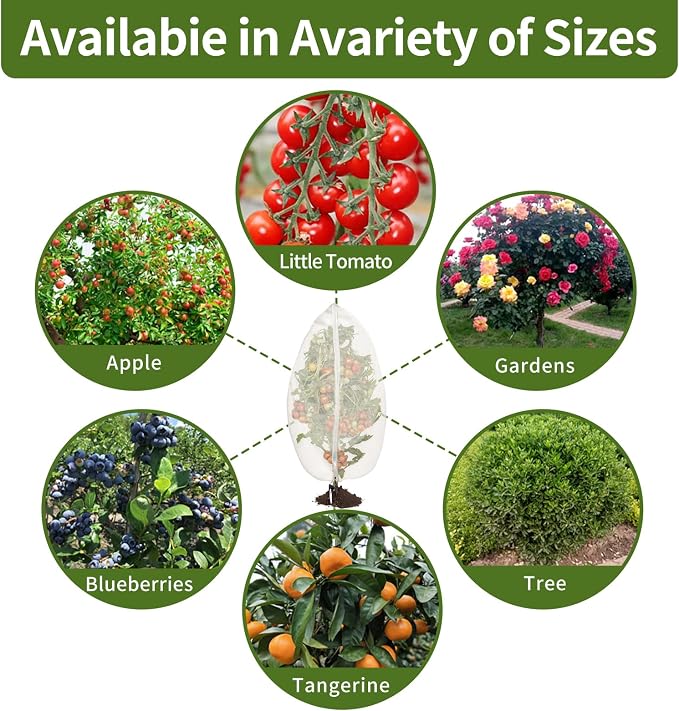 2 Pcs 6x6ft Fruit Tree Covers with Zipper and Drawstring,Nets to Protect Garden Blueberry Bushes from Birds and Insects, Fruit Tree Netting for Vegetable