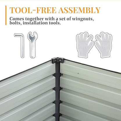 NEWBULIG Galvanized Raised Garden Bed Kit, 6x3x2ft Outdoor Metal Planters Box, Rectangular Raised Flower Beds for Planting Vegetables Flowers Herbs, Open Bottom, Easy Assembly, Dark Gray