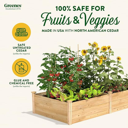 Greenes Fence Classic Cedar Raised Garden Bed, 4' x 8' x 17.5" (1/2" Thick) - Made in USA with North American Cedar