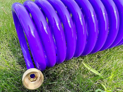 SANFU PU Recoil Garden Water Hose 3/8"ID(9.5 x 12.7mm) x 15ft Premium With 3/4"Inch Brass Fittings Retractable, Outdoor Patio Hose Marine&Boat, Purple(15')