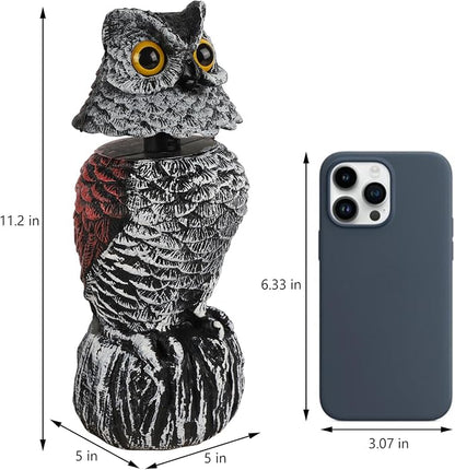 Hausse 2 Pack Fake Owl Decoy Bird Scarecrow Sculpture, 11.2 inch Wagging Head Plastic Owl Scare Birds Away, Owls Statue Nature Enemy Horned Pest Repellent for Outdoor Garden Yard