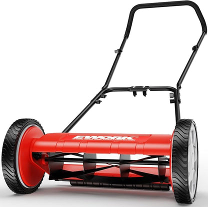 EWORK Push Reel Lawn Mower 23" with 5-Blade Cutting System for Lawn Care | Manual Lawn Mower with 4 Adjustable Cutting Heights, Sponge-Wrapped Handle, Tool-Free Assembly, Reel Mowers for Garden, Yard