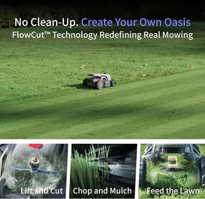TRON with Blades (18 pcs),Robot Lawn Mower, Wire-Free Robotic Lawnmower up to 1 Acre,300° Vision + NetRTK,AI Obstacle Avoidance,App Control, 65% Slopes, 15Ah, IPX6,Cutting1.2”–3.5“