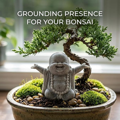 Laughing Buddha Statue, Sandstone Figurine for Aquarium Zen Decor | Laughing Buddha sandstone figurine with a cheerful design for aquarium decor, bonsai displays, and minimalist zen spaces