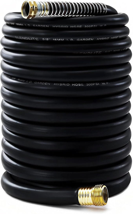 5/8" x 200ft Garden Hose, -40℉ To 190℉ Hot/Cold, Heavy Duty,Flexible, 300psi Working, 1000psi Burst, 3/4" Brass Fittings with Hose Protector Coil Spring for Outdoor,Yard, Farm