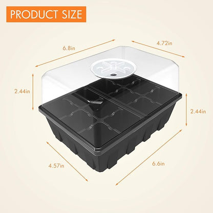 Gardzen 20 Pack Seed Starting Tray, Plant Germination Trays, Seed Starter Kit with Adjustable Humidity Vented Dome for Indoor&oOutdoor Use, Plant Growing Kit 6.6" x 4.5", Total 240-Cell, Black