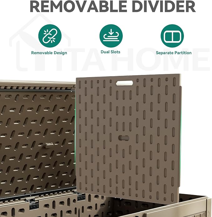 YITAHOME 320 Gallon Extra Large Deck Box | Double-Wall Resin Outdoor Storage Box with Flexible Divider for Patio Cushions Garden Tools, 1000lbs Load Capacity, Lockable