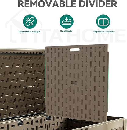YITAHOME 320 Gallon Extra Large Deck Box | Double-Wall Resin Outdoor Storage Box with Flexible Divider for Patio Cushions Garden Tools, 1000lbs Load Capacity, Lockable