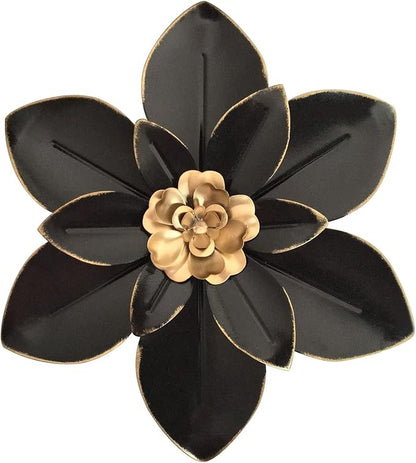 Metal Flower Wall Art Decor, 10“ Rustic Modern Floral Sculpture, Distressed Iron Wall Hanging Home Decoration Accent Artworks for Indoor Kitchen Bedroom Living Room Office Outdoor Garden Patio | Distressed Iron Wall Hanging Home Decoration Accent Artwo...