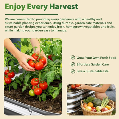 Square Galvanized Raised Garden Bed 3x3 ft – Easy Home Gardening Planter Box for Vegetables & Flowers,Herbs – 12" Heavy Duty Outdoor Gardening Bed with Easy Assembly (Silver)