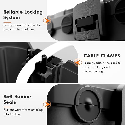 RESTMO 5-Piece Outdoor Waterproof Electrical Box Set – 12.5" x 8.5" x 5" Large & 7.1" x 2.3" x 2.3" Small, Weatherproof Boxes for Power Strip, Outlet, Plug, Socket, Timer, Holiday Light, Black