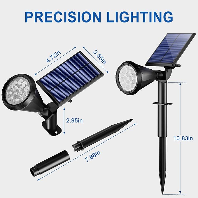 WELALO Solar Spot Lights Outdoor Waterproof IP65, 6 Pack 4 Lighting Modes Solar Powered Landscape Flood Flag Spotlights with Auto On/Off, Solar Garden Yard Pathway Wall Uplights for Outside,Cool White