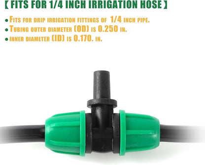 6mm to 1/4 Inch Barb Tee for for ¼ in. tubing; Tubing Outside Diameter (OD) is 0.250 in., Internal Diameter (ID) is 0.170. in. (20Pcs/Pack) (Green-1/4" to 6mm)