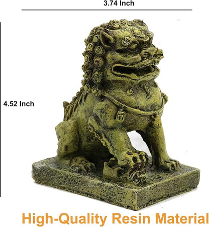 Fish Tank Decorations, Japanese Large Aquarium Decor Accessories with Foo Lions, Bearded Dragon Hideout, Reptile & Amphibian Habitat Hideouts(Yellow Lion)
