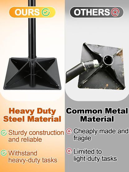 Upgraded Heavy-Duty Steel Tamper, 10"x10" Effortless Ergonomic Soil Tamper Tool with 48" Durable Handle, Garden Landscaping Hand Tools for Ground & Gravel Leveling Dirt Compactor