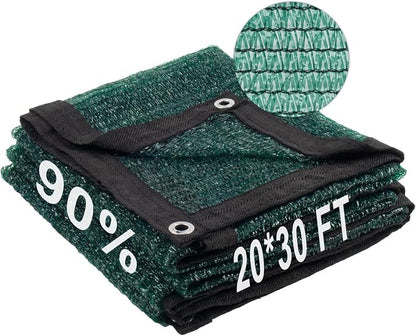 LOVE STORY 20x30FT 90% Dark Green Garden Shade Cloth, Sun Shade Cover Net Mesh Tarp with Grommets, Sunblock Net for Garden,Greenhouse,Plants and Patio