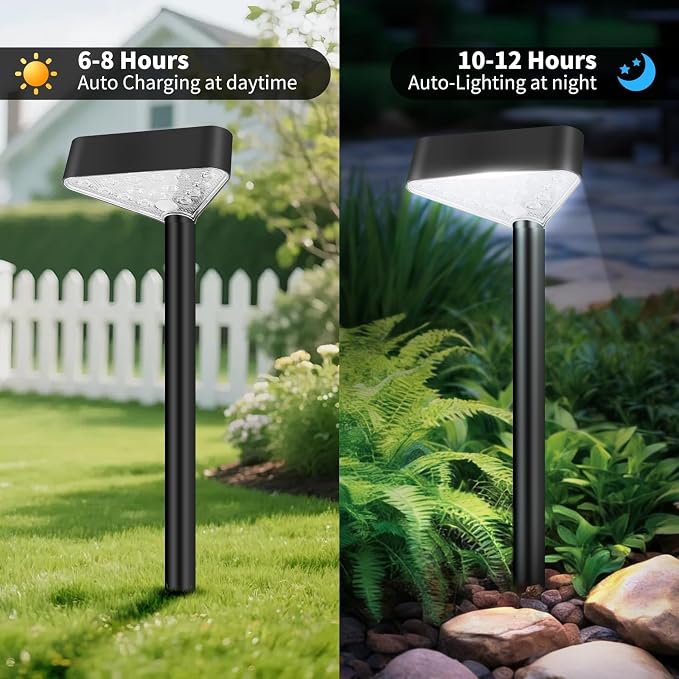 6 Pack Solar Pathway Lights Outdoor, Bright LED Solar Landscape Lights, Waterproof Solar Garden Lights for Yard, Patio, Walkway, Lawn, Driveway(Cold White, 6 Pack)