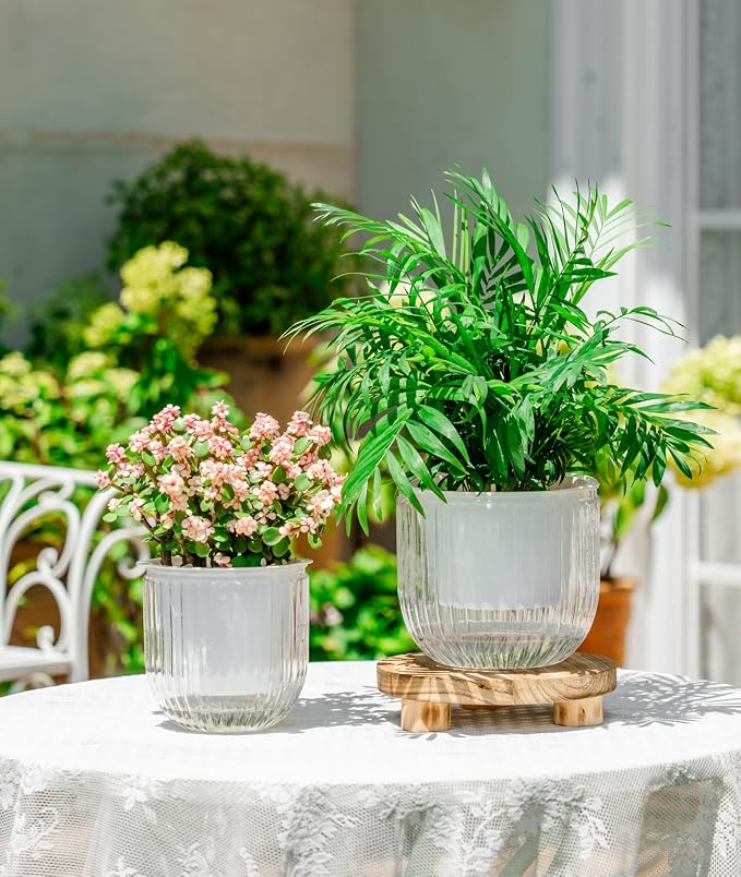 Melphoe Self Watering Pots for Indoor Plants Planter, 6.5/5.3 Inch 2 Pack Planters Self Watering Plant Pots for Flower, Houseplants, Succulent, African Violets and Cactus with Drainage